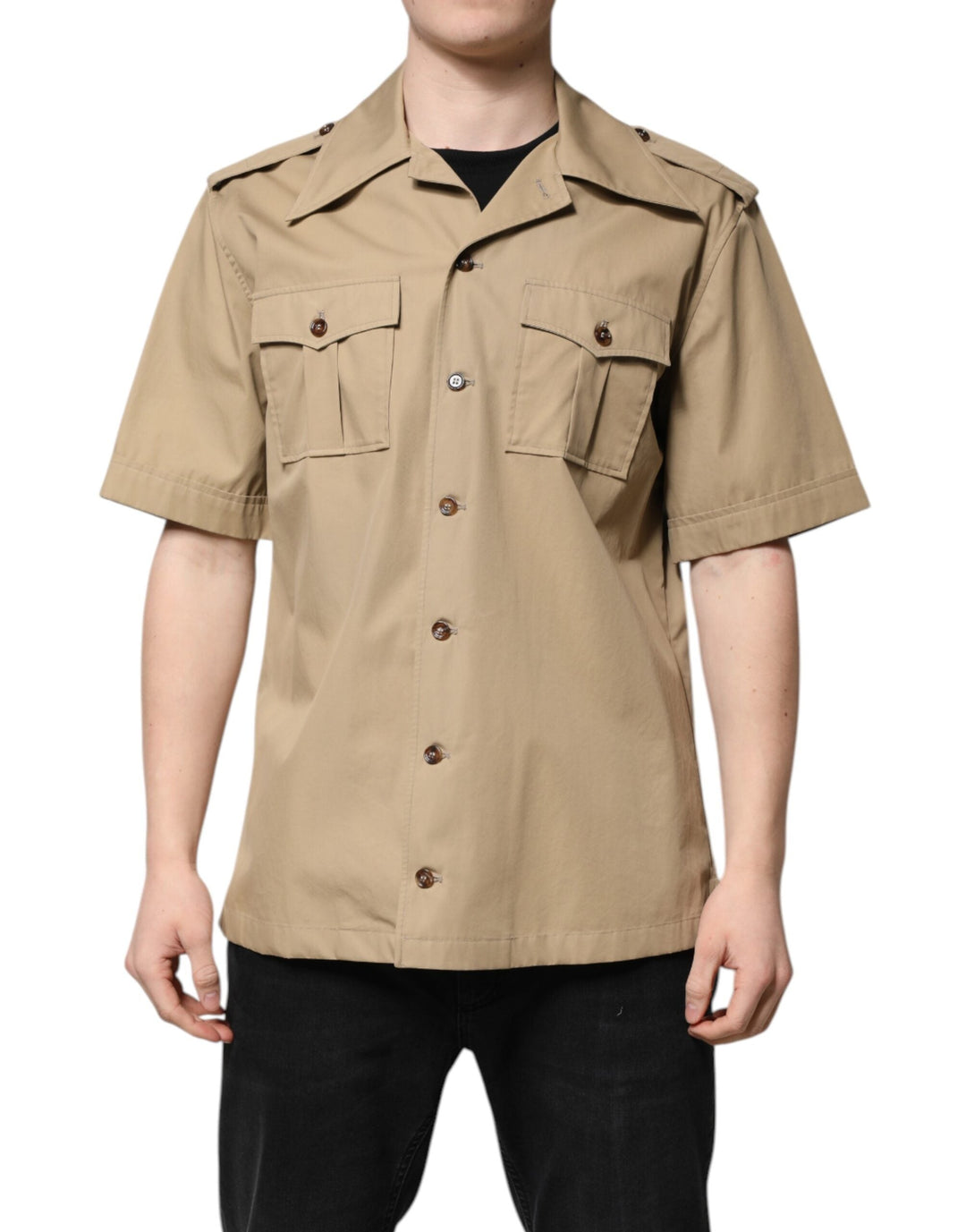 Dolce &amp; Gabbana Brown Graphic Print Short Sleeves Shirt