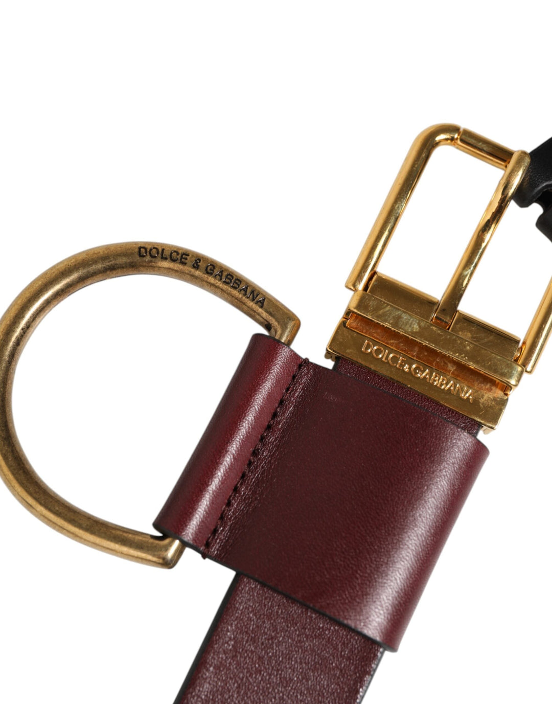 Dolce &amp; Gabbana Brown Key Ring Clip Attachments Buckle Belt