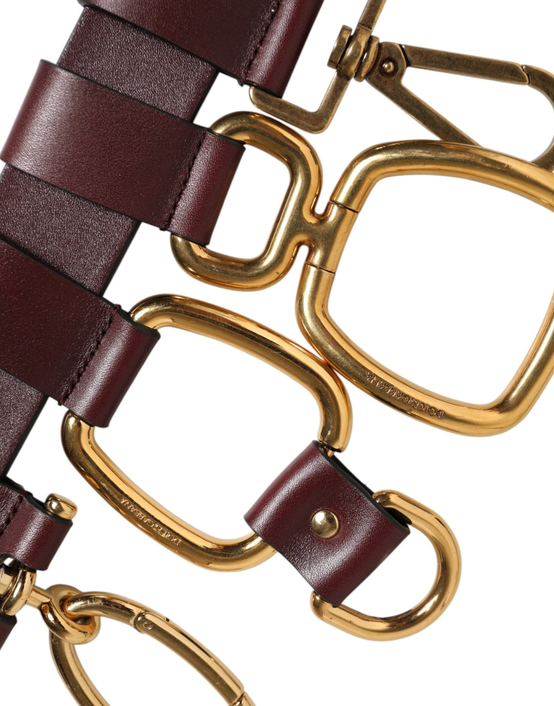 Dolce &amp; Gabbana Brown Key Ring Clip Attachments Buckle Belt