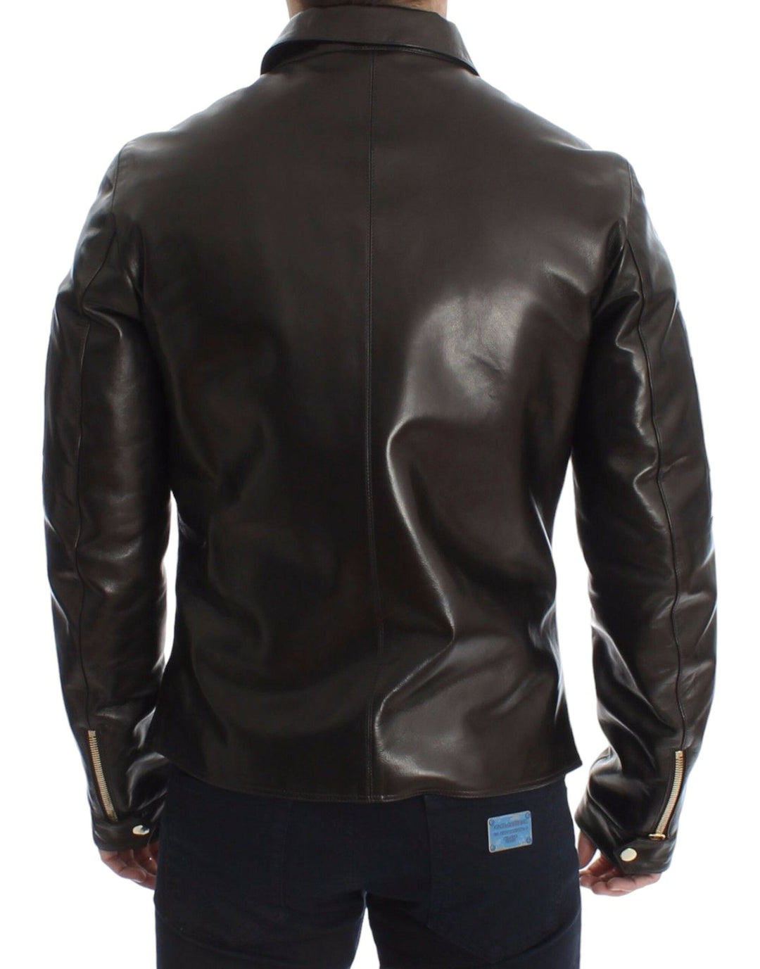 Men’s Dolce &amp; Gabbana Brown Lambskin Leather Zipper Jacket