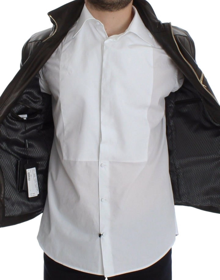 Men’s Dolce &amp; Gabbana Brown Lambskin Leather Zipper Jacket