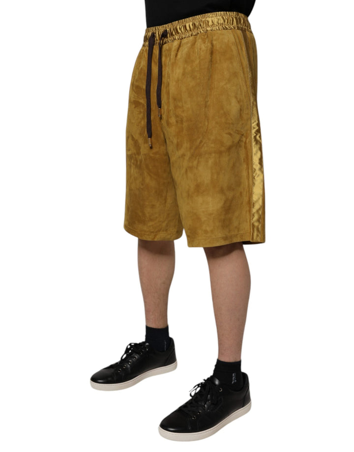 Men’s Dolce &amp; Gabbana Brown Lambskin Suede Men Bermuda Shorts