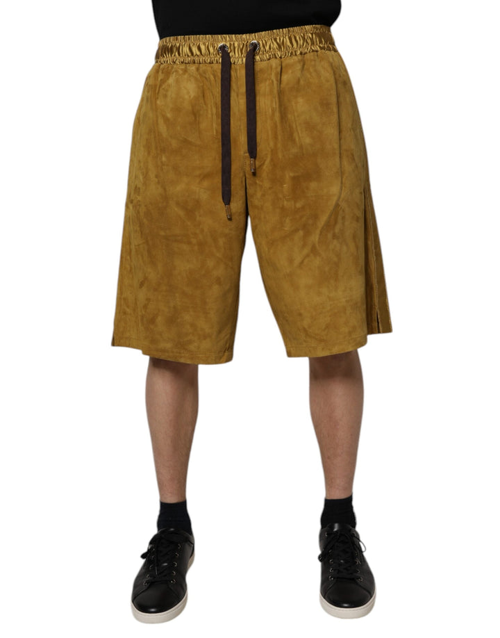 Men’s Dolce &amp; Gabbana Brown Lambskin Suede Men Bermuda Shorts