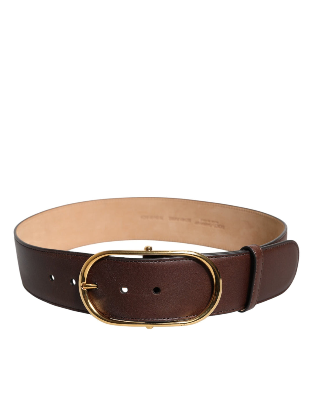 Dolce &amp; Gabbana Brown Leather Classic Metal Oval Buckle Belt