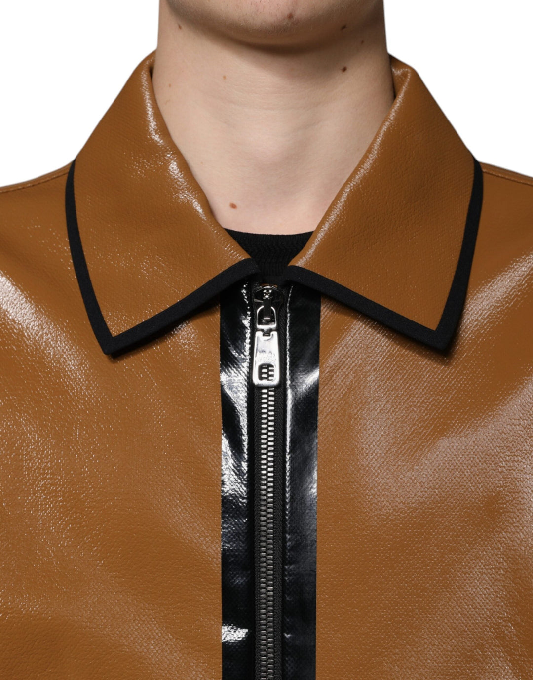 Men’s Dolce &amp; Gabbana Brown Leather Full Zip Men Bomber Jacket