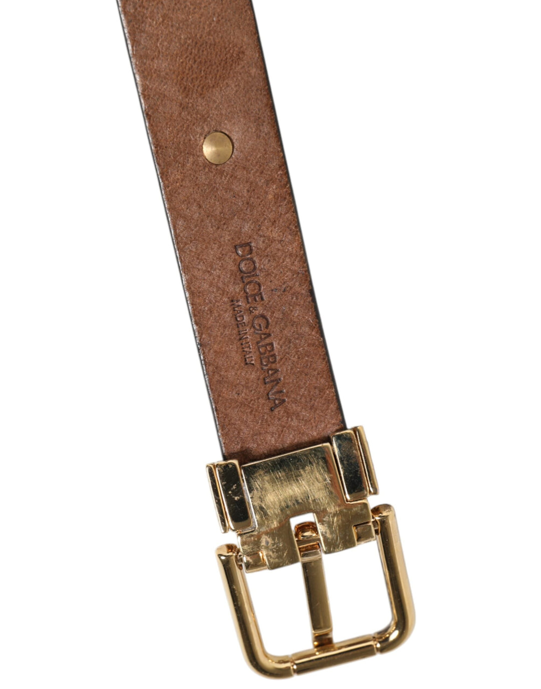 Dolce &amp; Gabbana Brown Leather Gold Silver Coin Buckle Belt