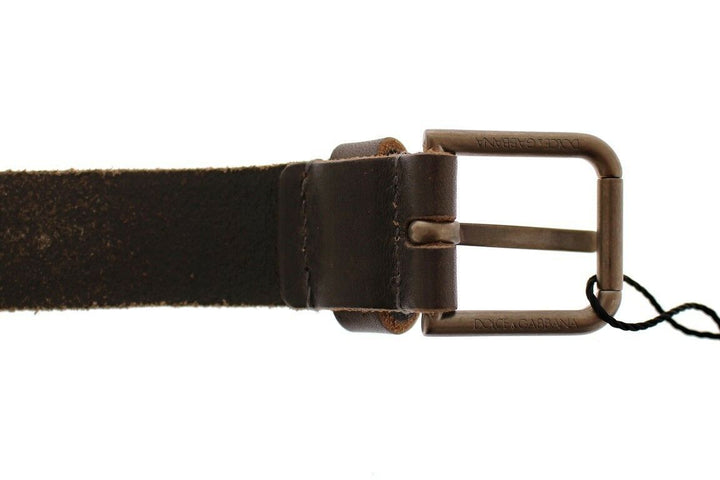 Dolce &amp; Gabbana Brown Leather Logo Cintura Gürtel Belt