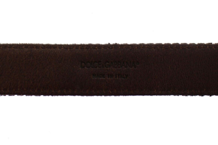 Dolce &amp; Gabbana Brown Leather Logo Cintura Gürtel Belt