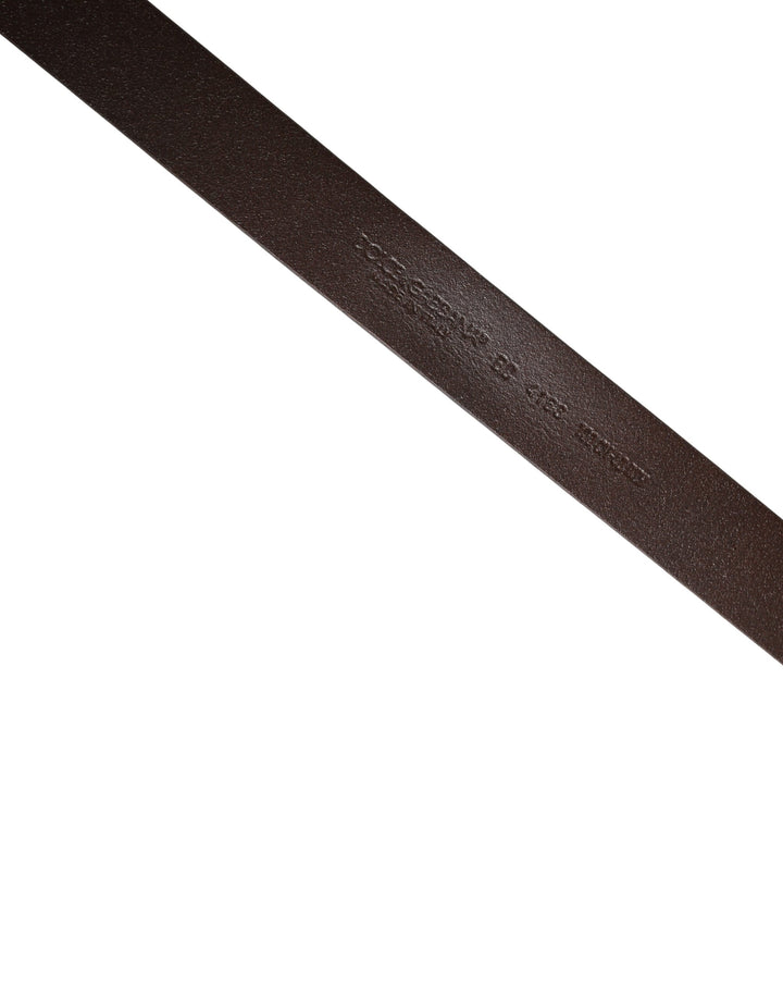 Dolce &amp; Gabbana Brown Leather Logo Metal Buckle Men Belt