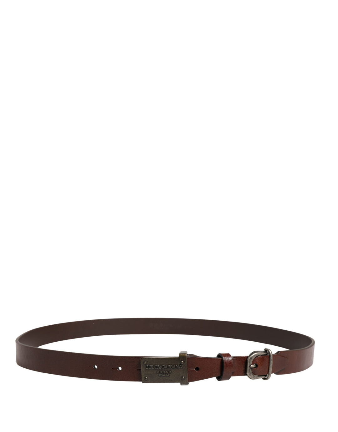 Dolce &amp; Gabbana Brown Leather Logo Metal Buckle Men Belt