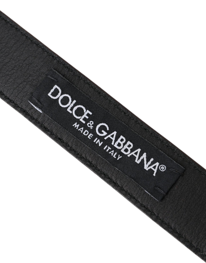 Dolce &amp; Gabbana Brown Leather Silver Metal Buckle Belt Men
