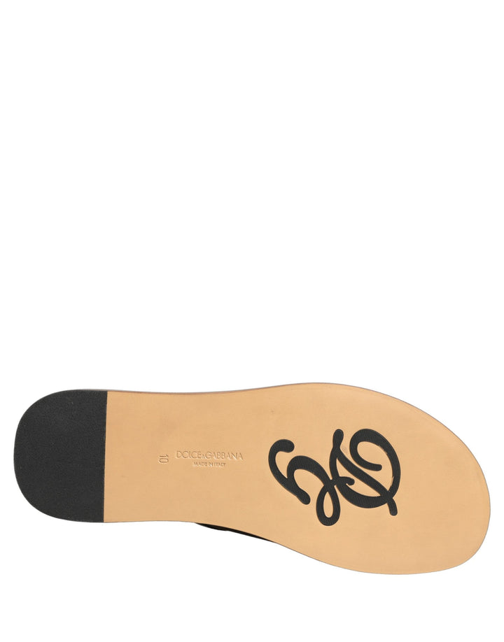 Men’s Dolce &amp; Gabbana Brown Leather Slides Sandals Flats Men Shoes