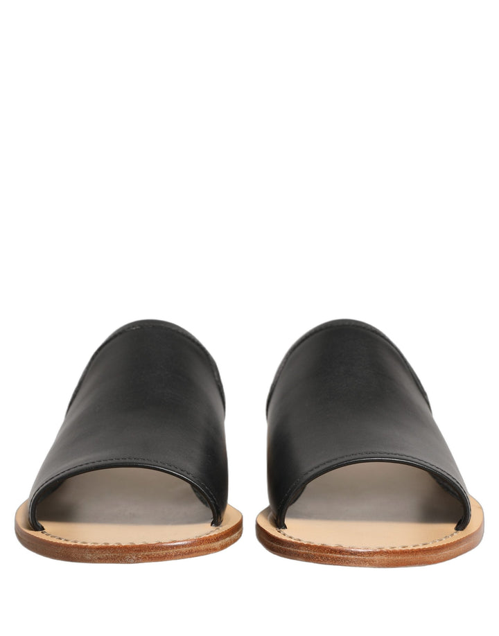 Men’s Dolce &amp; Gabbana Brown Leather Slides Sandals Flats Men Shoes