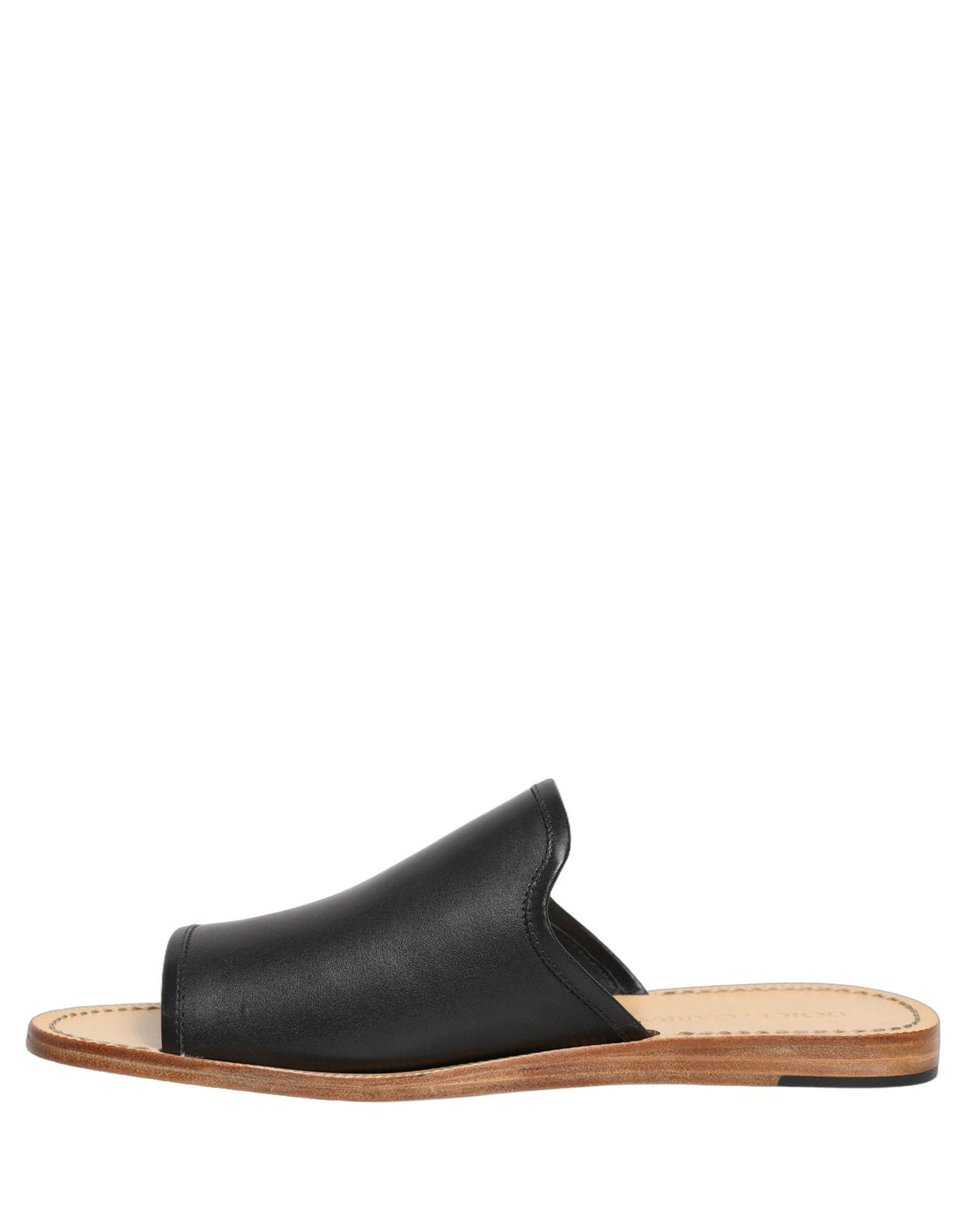 Men’s Dolce &amp; Gabbana Brown Leather Slides Sandals Flats Men Shoes