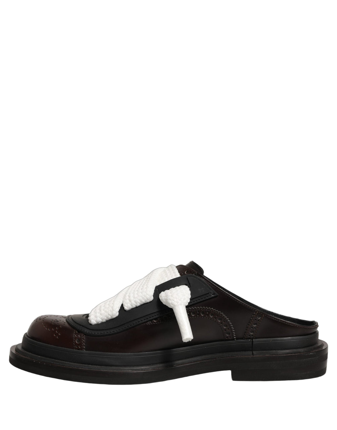 Men’s Dolce &amp; Gabbana Brown Leather Slip on Flat Sandals Men Shoes