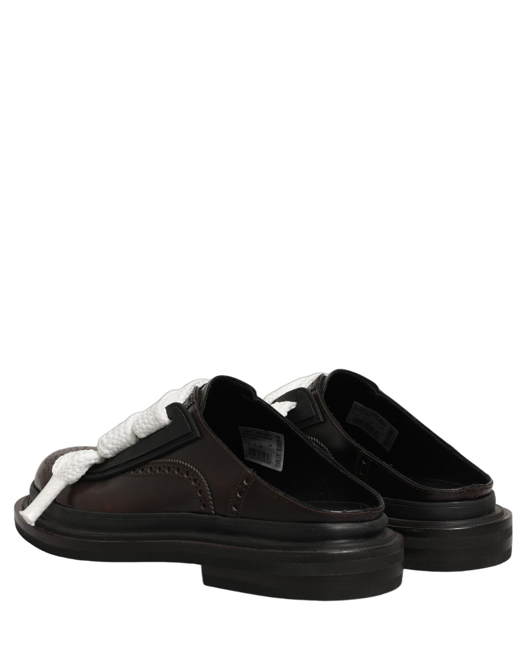 Men’s Dolce &amp; Gabbana Brown Leather Slip on Flat Sandals Men Shoes
