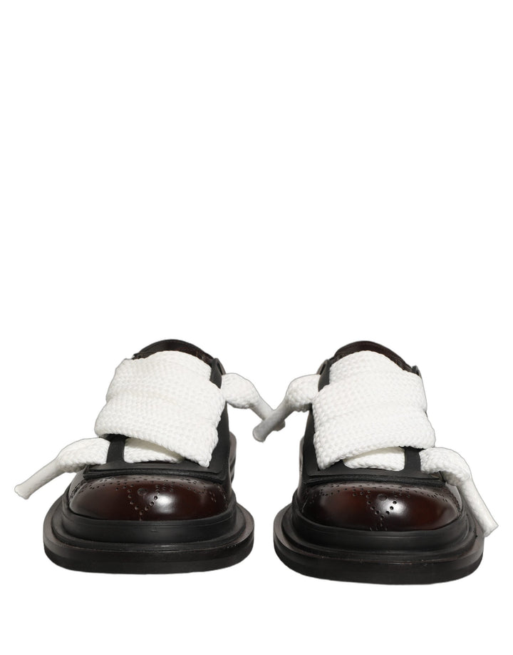 Men’s Dolce &amp; Gabbana Brown Leather Slip on Flat Sandals Men Shoes