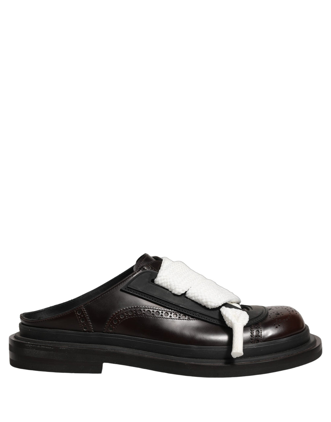 Men’s Dolce &amp; Gabbana Brown Leather Slip on Flat Sandals Men Shoes