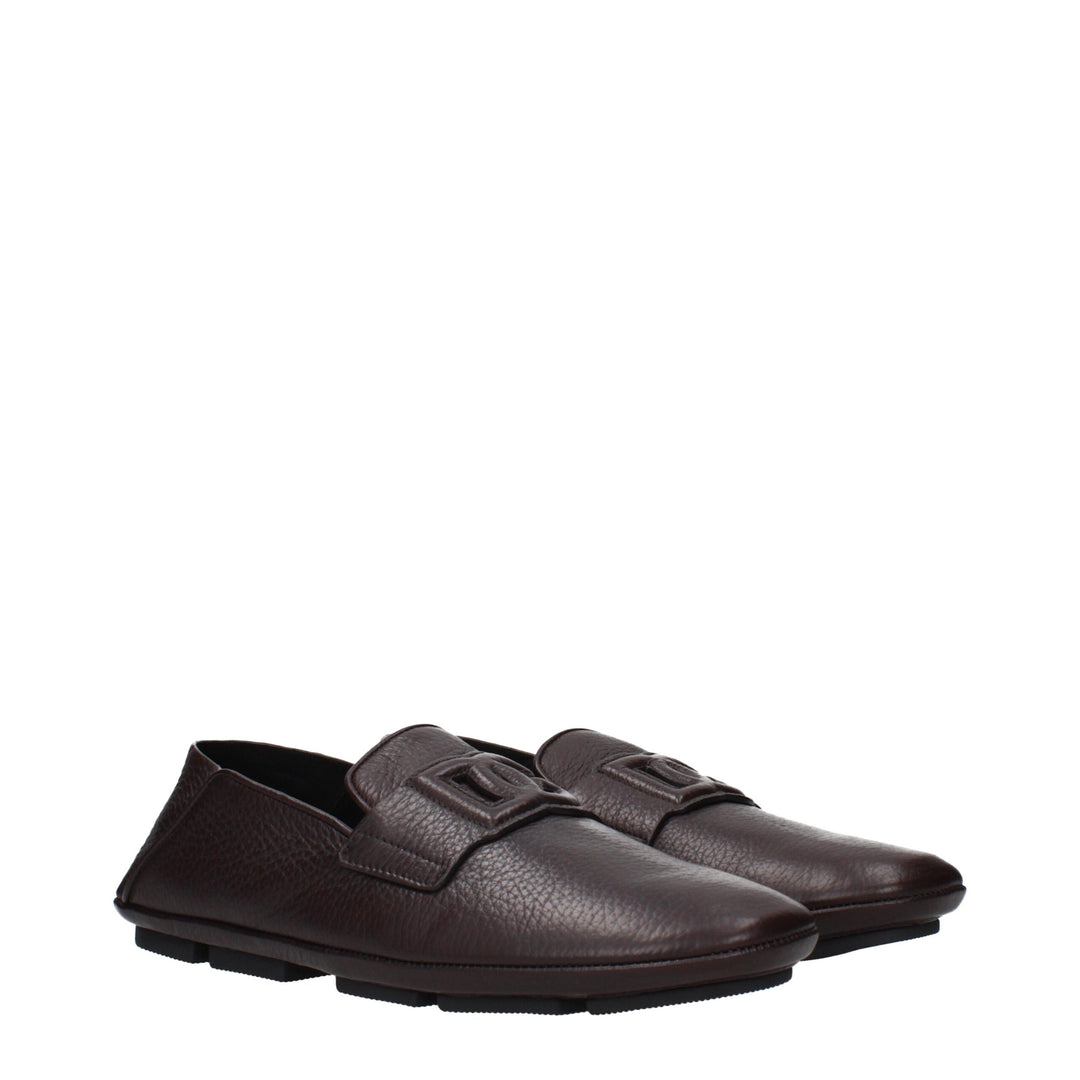 Men’s Dolce &amp; Gabbana Brown Leather Slip-on Loafers
