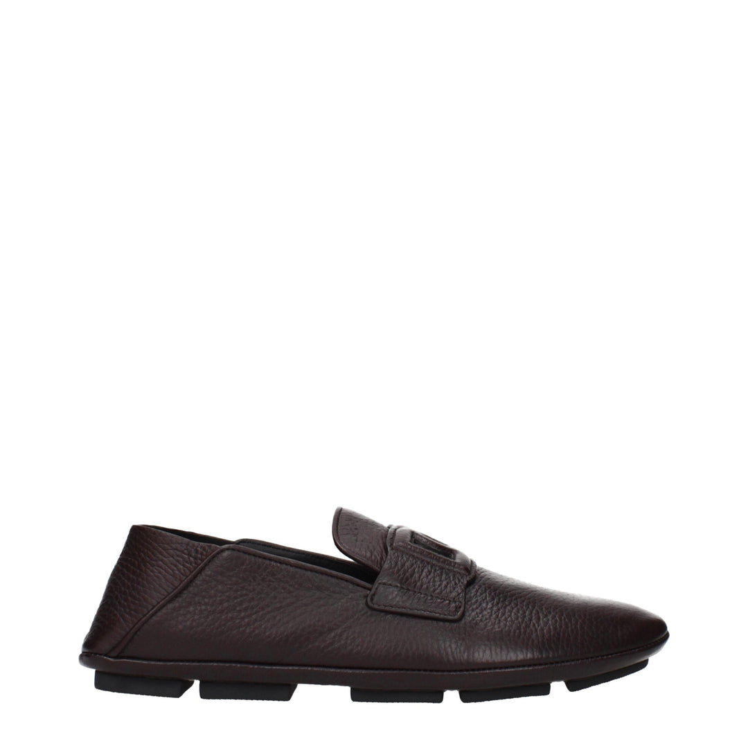 Men’s Dolce &amp; Gabbana Brown Leather Slip-on Loafers