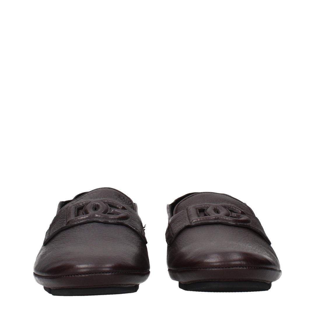 Men’s Dolce &amp; Gabbana Brown Leather Slip-on Loafers