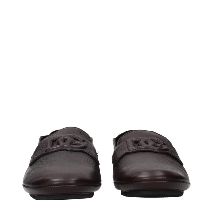 Men’s Dolce &amp; Gabbana Brown Leather Slip-on Loafers