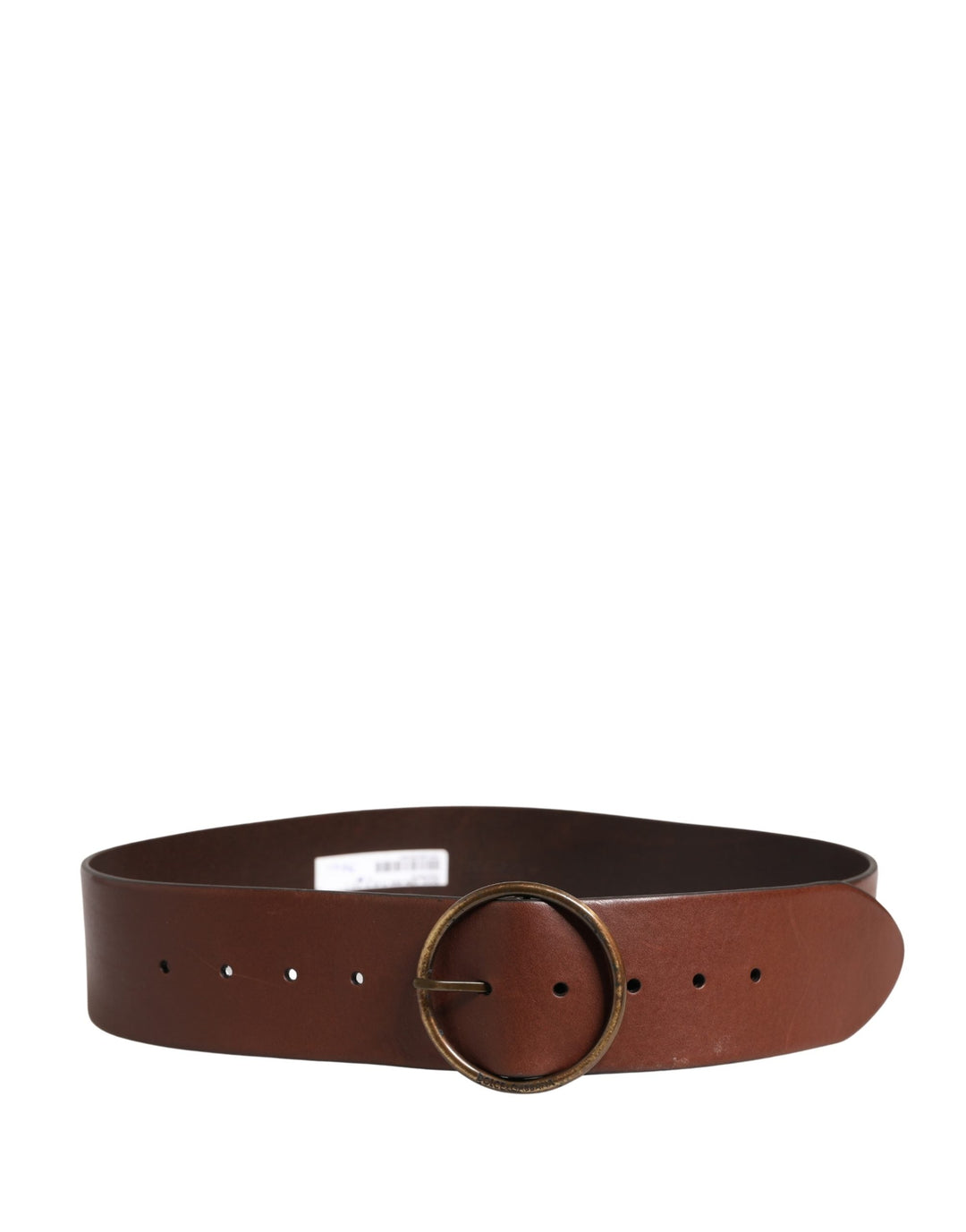 Dolce &amp; Gabbana Brown Leather Wide Waist Metal Round Belt