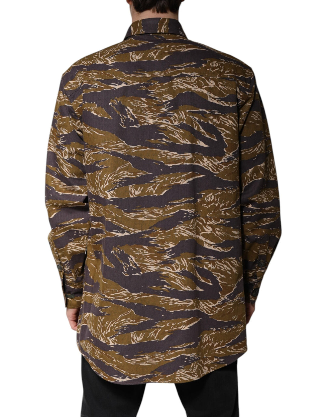 Men’s Dolce &amp; Gabbana Brown Leopard Cotton Collared Coat Jacket