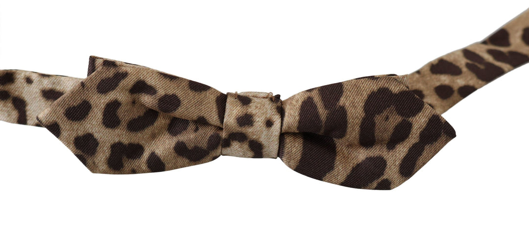 Men’s Dolce & Gabbana Brown Leopard Silk Adjustable Neck Papillon Men Bow Tie