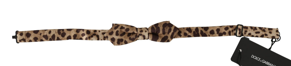 Men’s Dolce & Gabbana Brown Leopard Silk Adjustable Neck Papillon Men Bow Tie