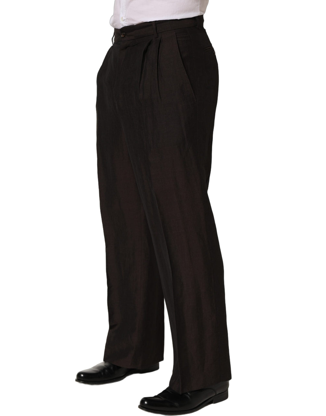 Men’s Dolce &amp; Gabbana Brown Linen Straight Men Dress Trouser Pants