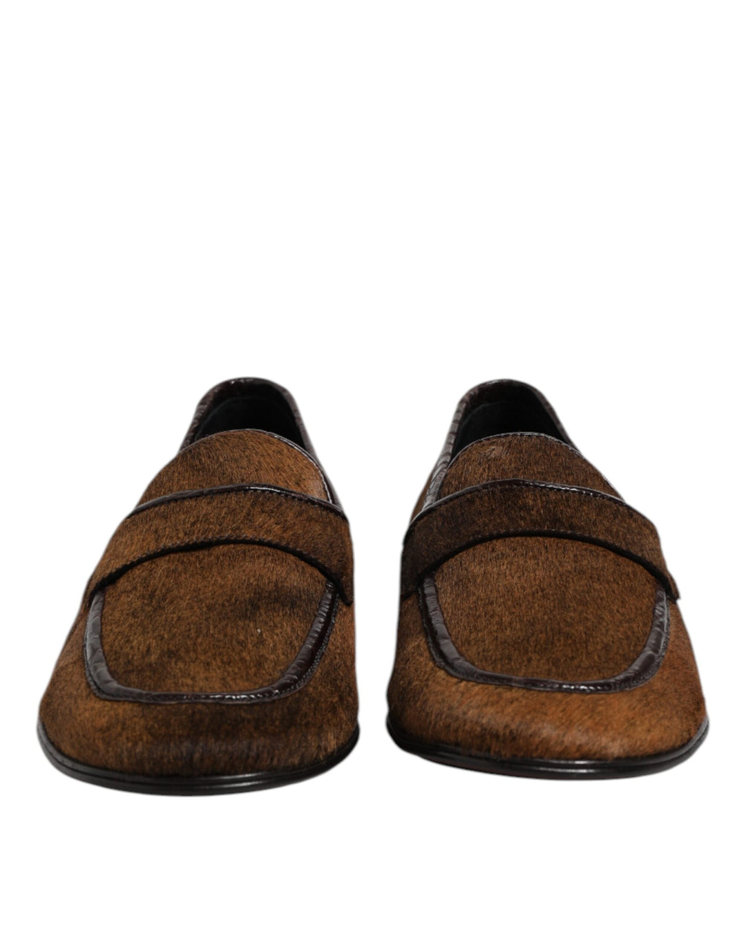 Men’s Dolce &amp; Gabbana Brown Loafers Leather Slip on Men Dress Shoes