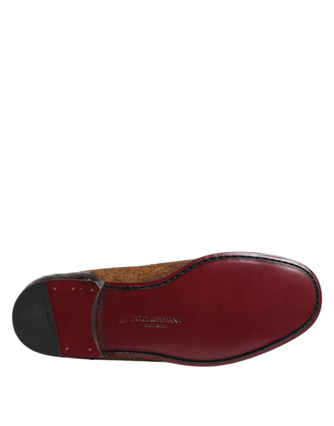 Men’s Dolce &amp; Gabbana Brown Loafers Leather Slip on Men Dress Shoes