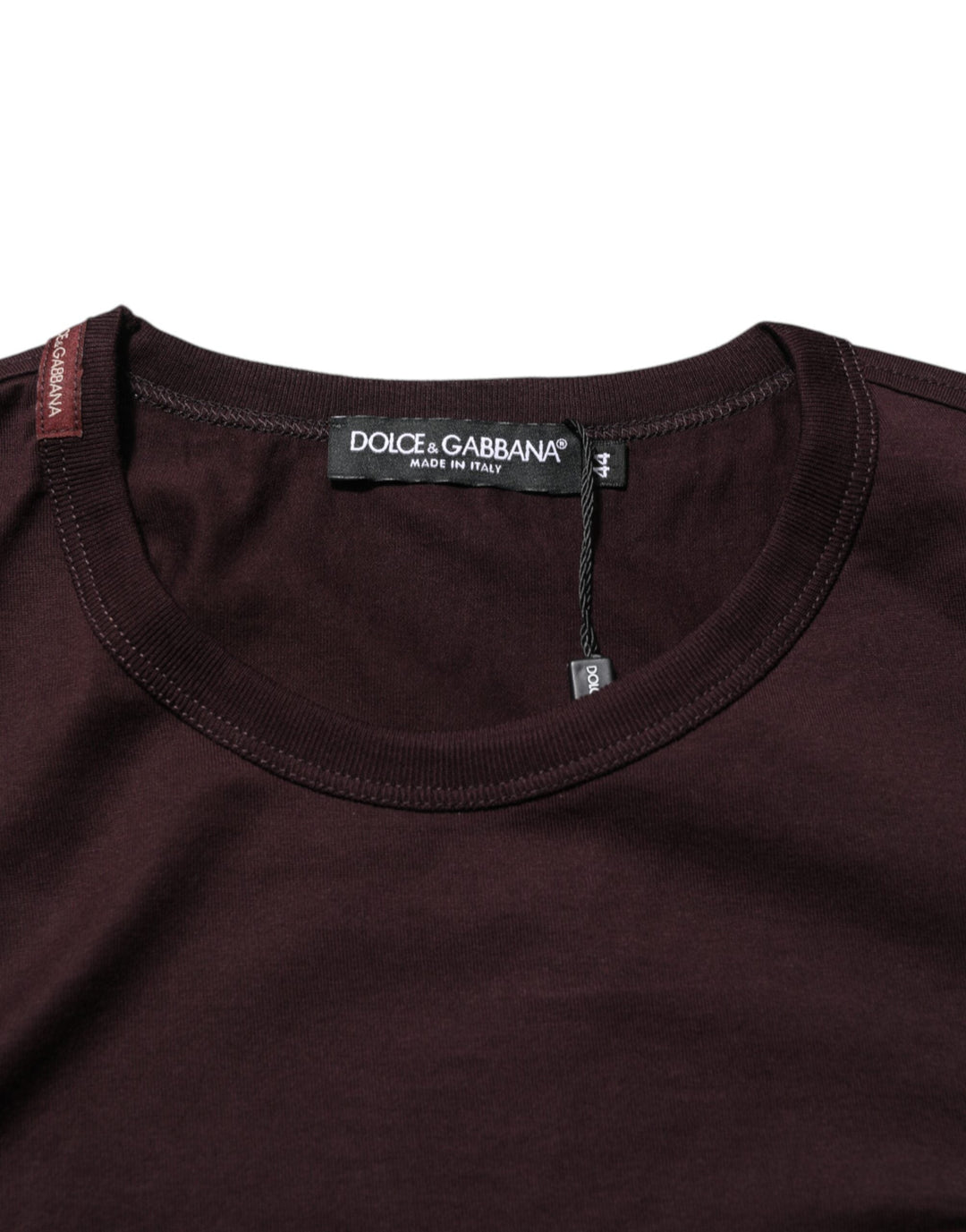 Dolce &amp; Gabbana Brown Logo Plaque Cotton Crew Neck T-shirt