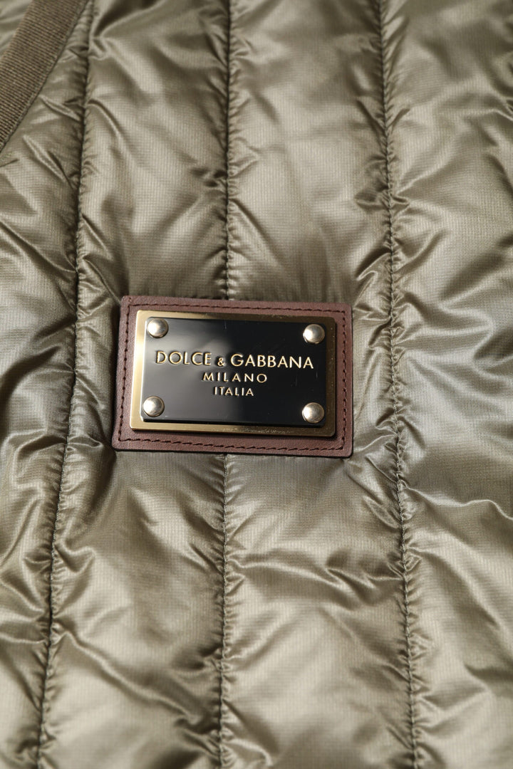 Men’s Dolce &amp; Gabbana Brown Logo Plaque Quilted Vest Jacket