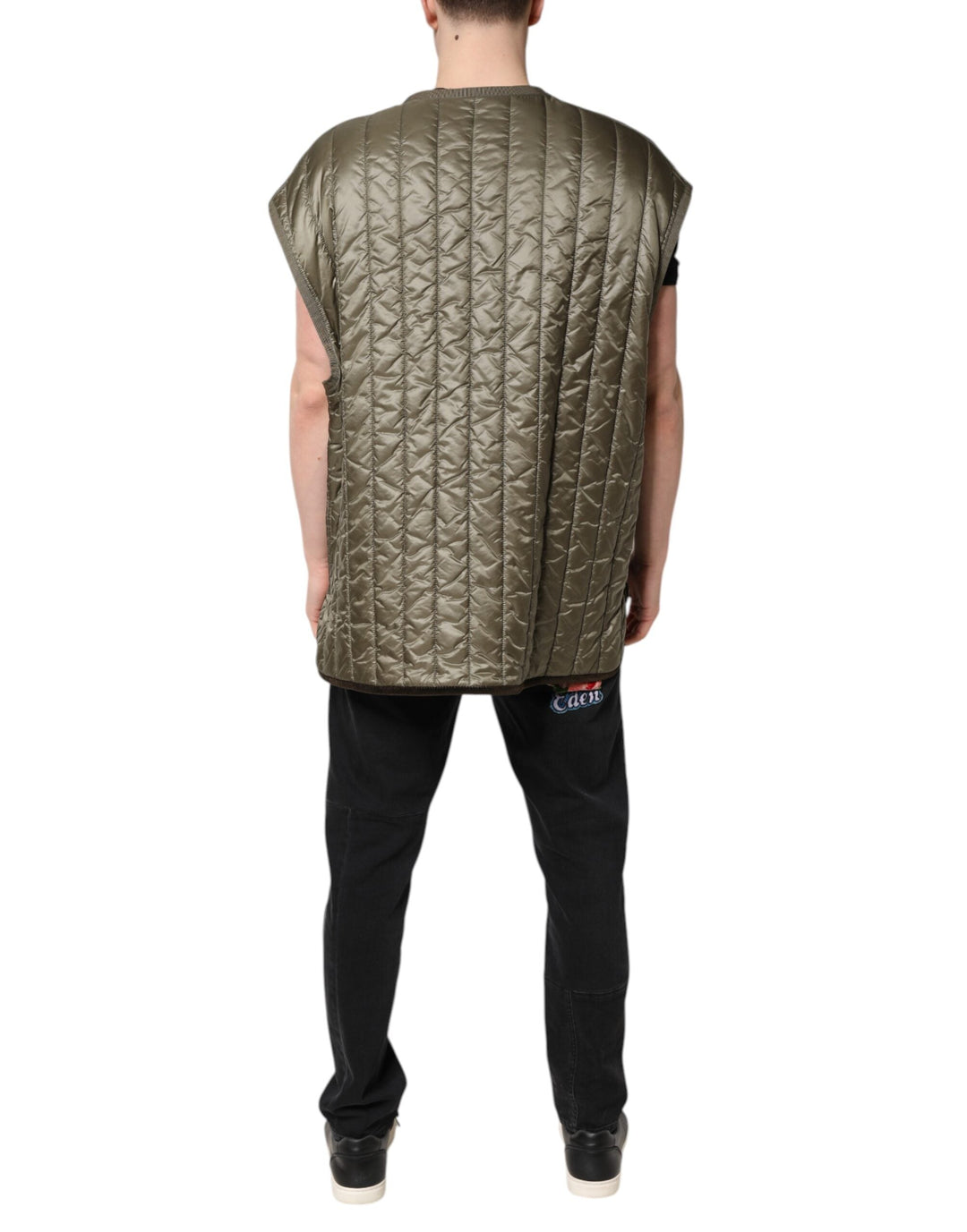 Men’s Dolce &amp; Gabbana Brown Logo Plaque Quilted Vest Jacket