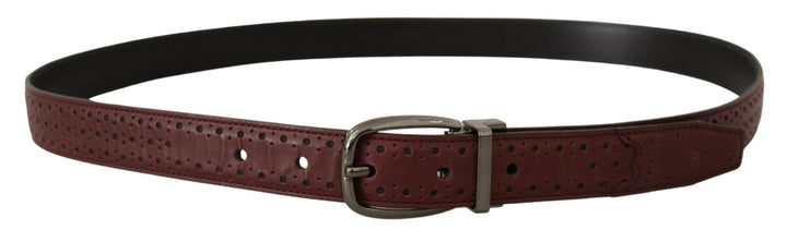 Dolce &amp; Gabbana Brown Perforated Leather Metal Buckle Belt