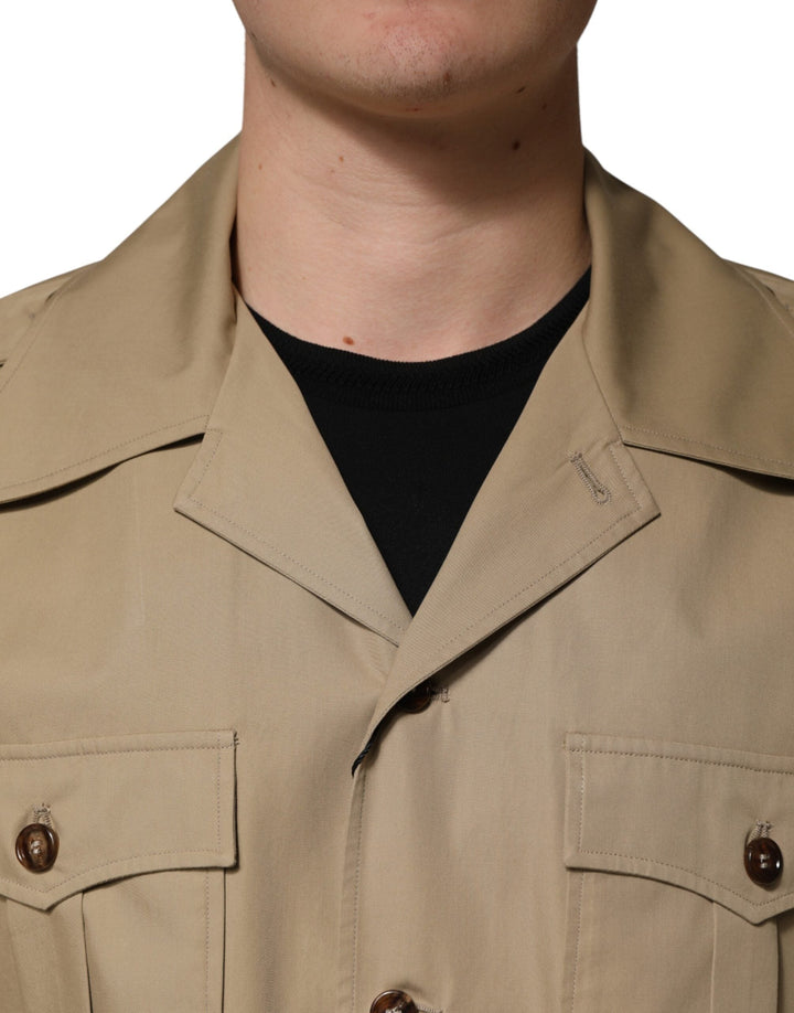 Dolce &amp; Gabbana Brown Pin Up Short Sleeves Men Casual Shirt