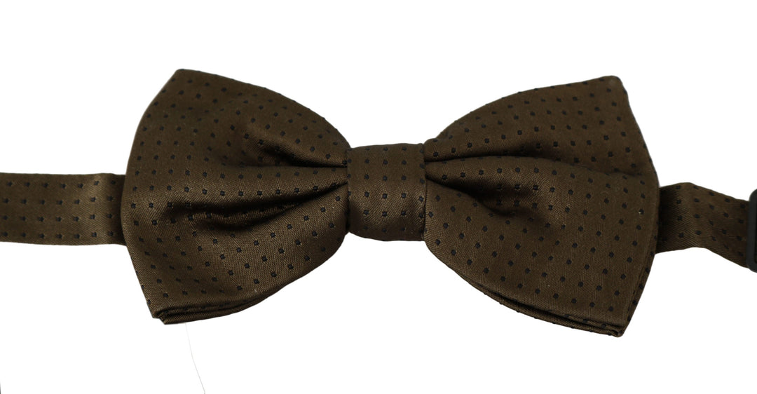 Men’s Dolce & Gabbana Brown Polka Dots Silk Adjustable Neck Papillon Men Bow Tie
