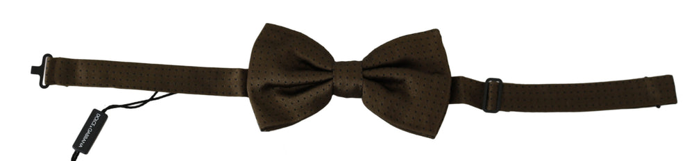Men’s Dolce & Gabbana Brown Polka Dots Silk Adjustable Neck Papillon Men Bow Tie