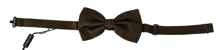 Men’s Dolce &amp; Gabbana Brown Polka Dots Silk Adjustable Neck Papillon Men Bow Tie