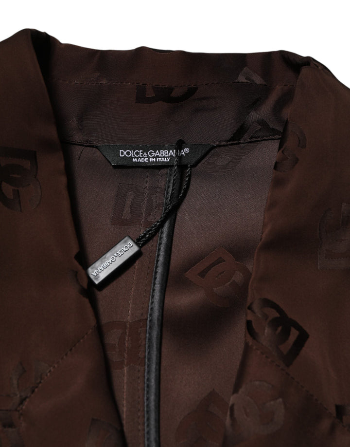 Men’s Dolce &amp; Gabbana Brown Polyester Logo Monogram Coat Jacket