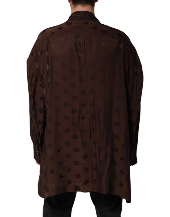 Men’s Dolce &amp; Gabbana Brown Polyester Logo Monogram Coat Jacket