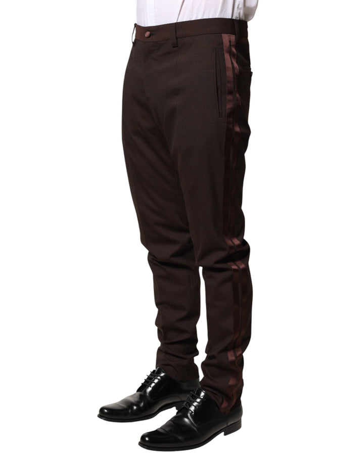 Men’s Dolce &amp; Gabbana Brown Polyester Men Dress Trousers Pants