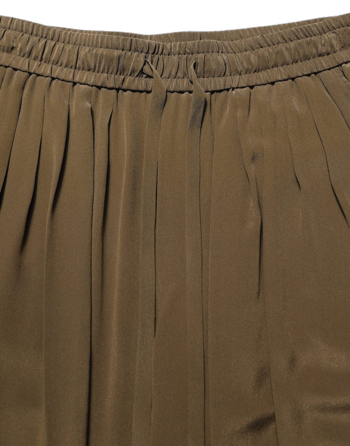 Men’s Dolce &amp; Gabbana Brown Silk Mid Waist Pleated Bermuda Shorts