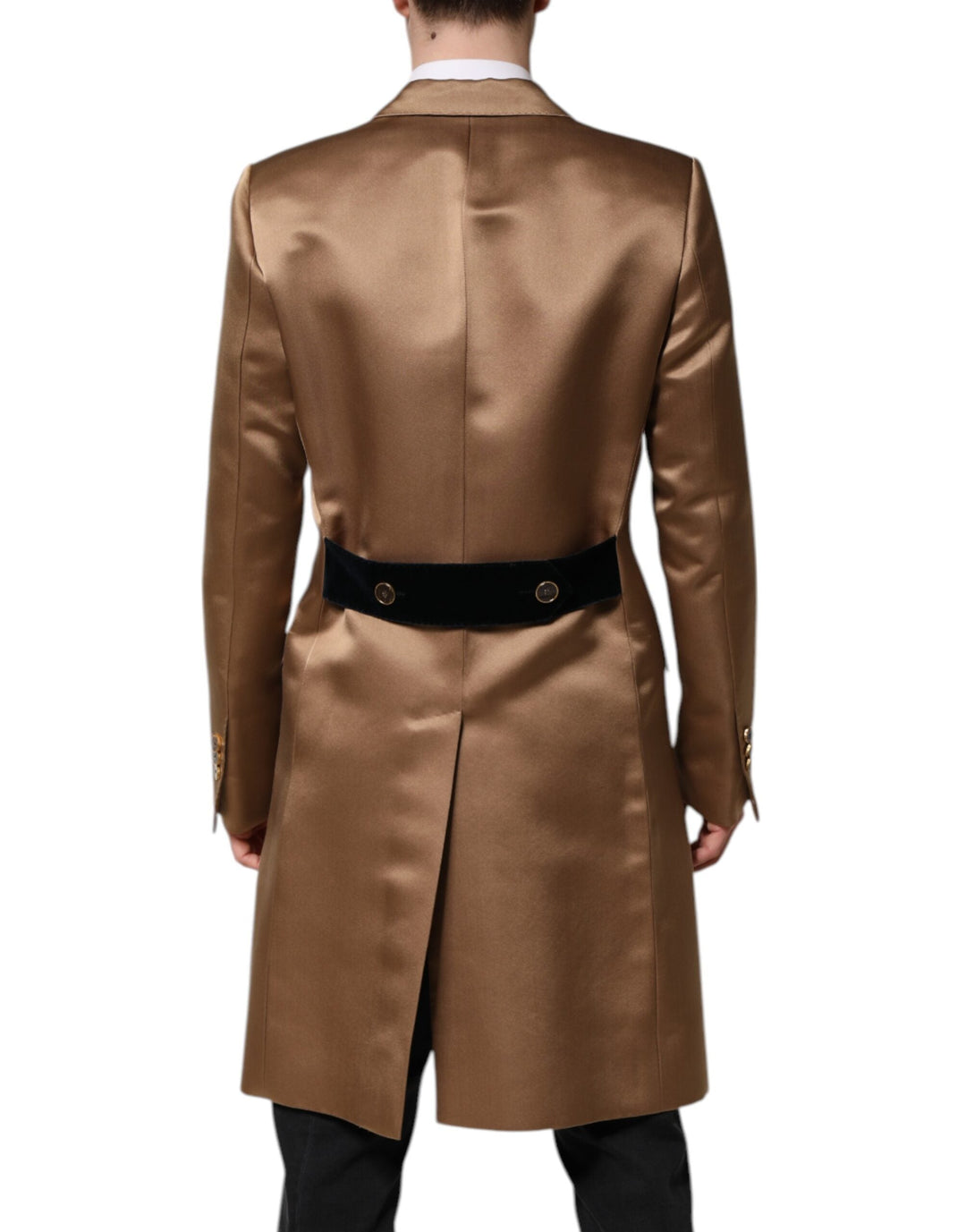 Men’s Dolce &amp; Gabbana Brown Silk Single Breasted Trench Coat Jacket