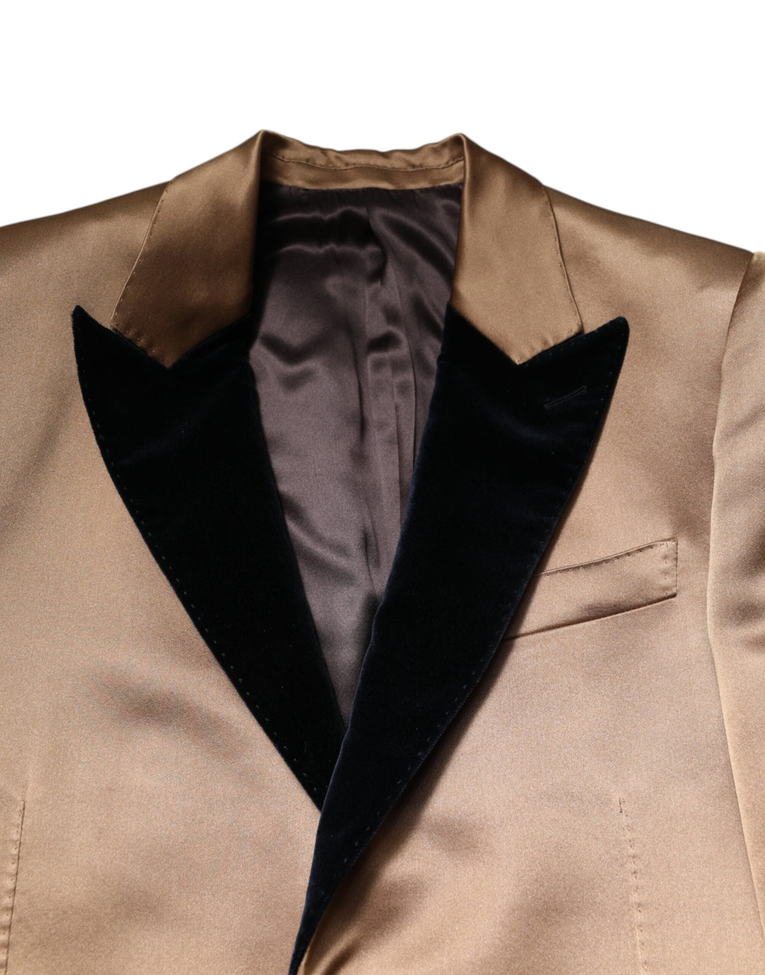 Men’s Dolce &amp; Gabbana Brown Silk Single Breasted Trench Coat Jacket