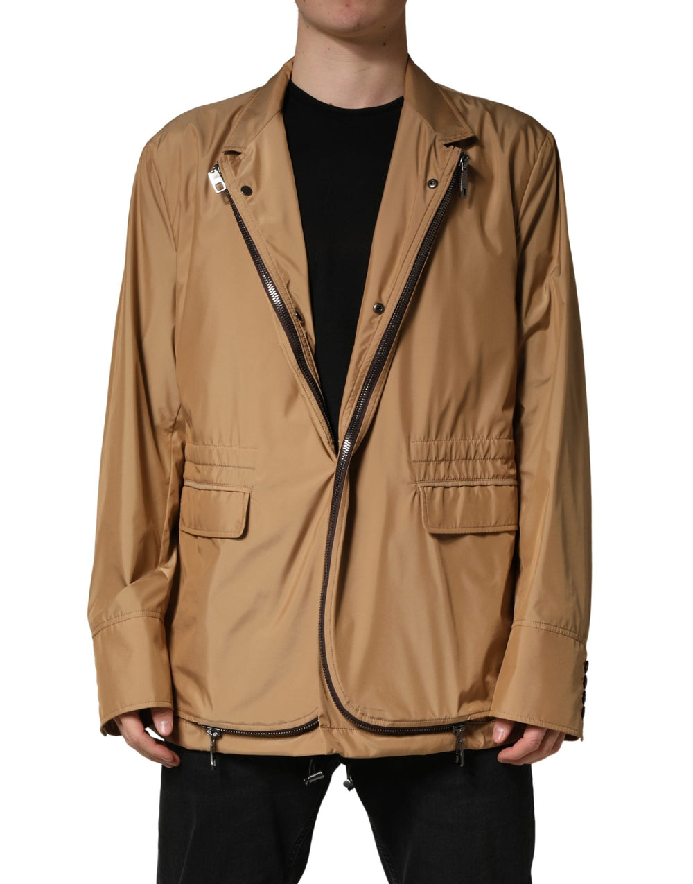 Men’s Dolce & Gabbana Brown Single Breasted Layered Coat Jacket