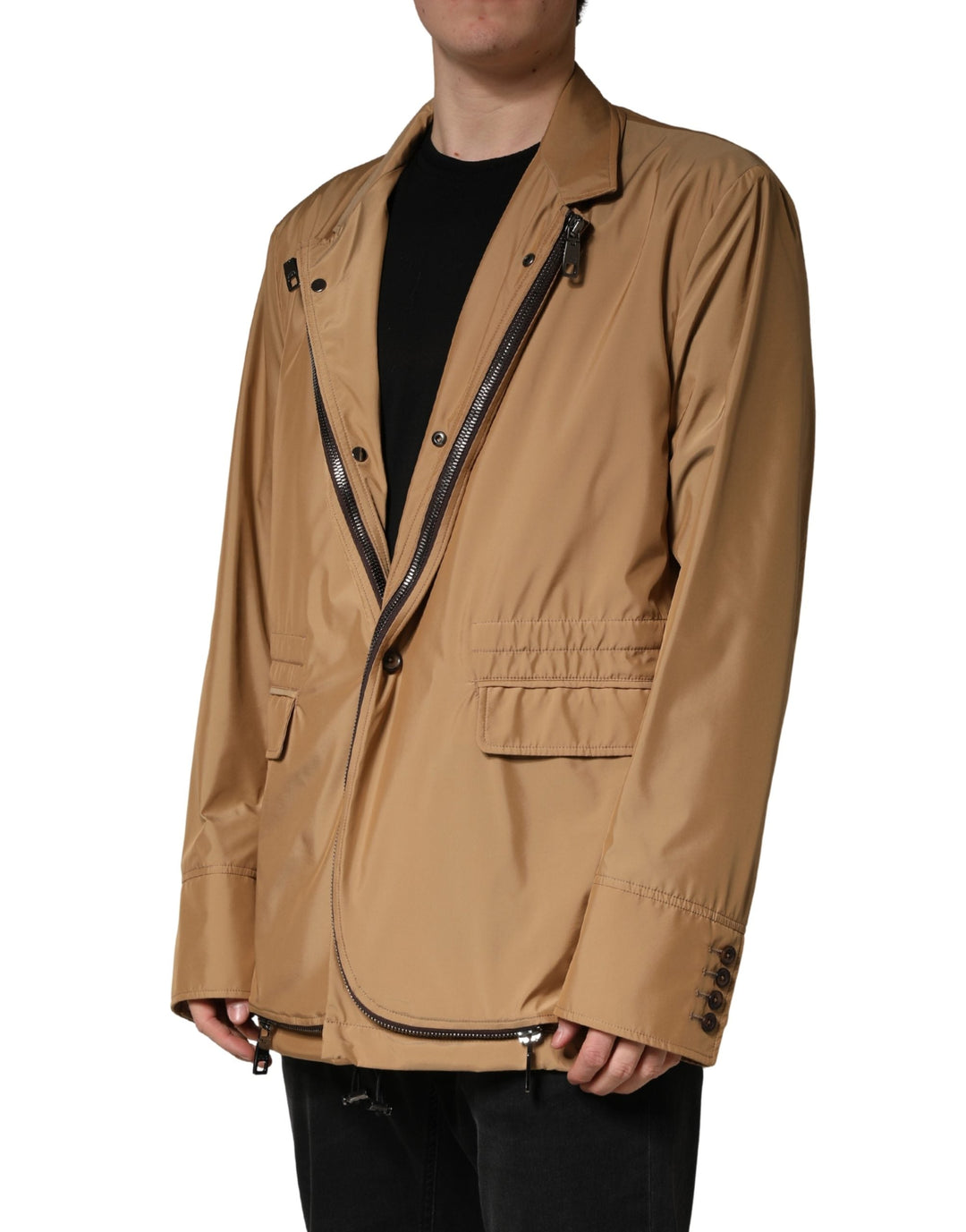 Men’s Dolce &amp; Gabbana Brown Single Breasted Layered Coat Jacket
