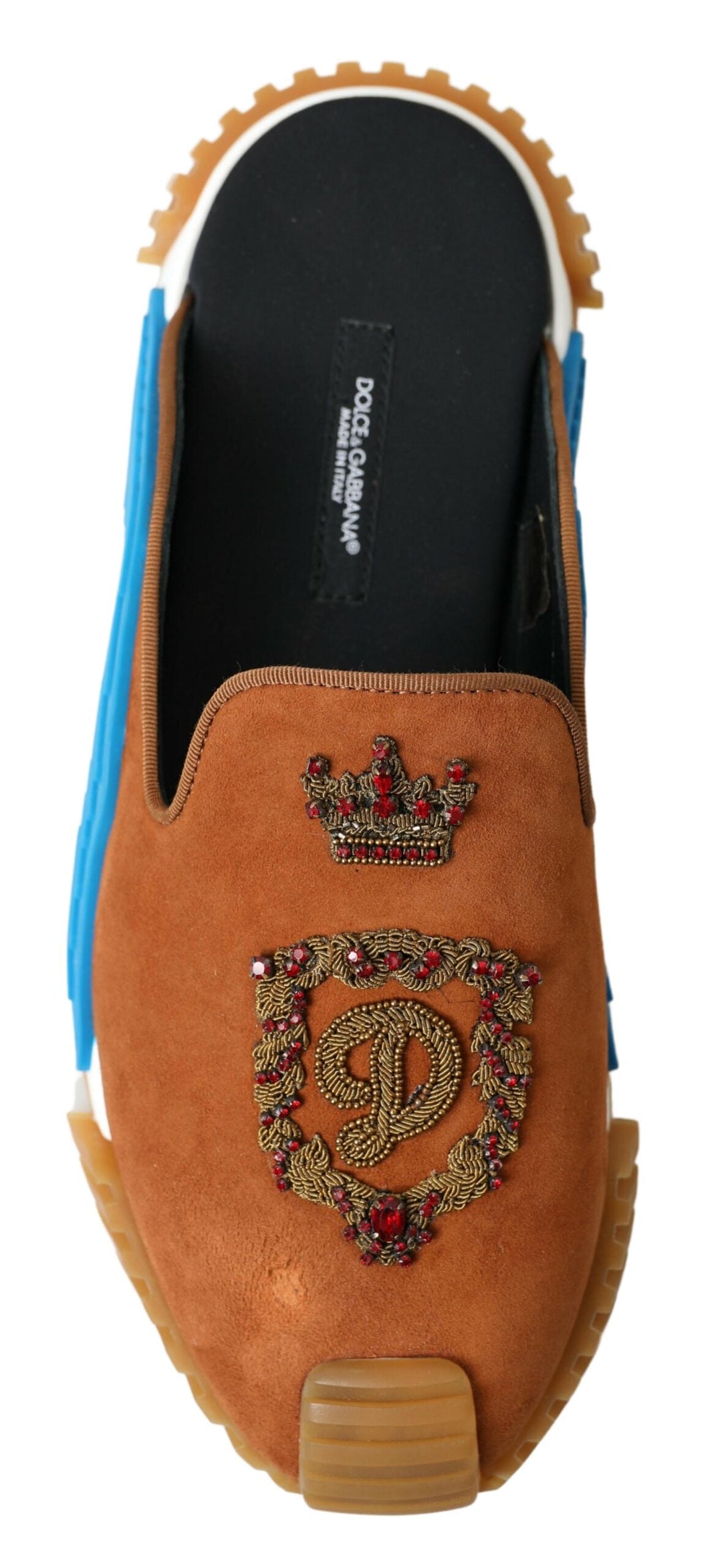 Men’s Dolce & Gabbana Brown Suede Crown Logo Ns1 Slides Sandals